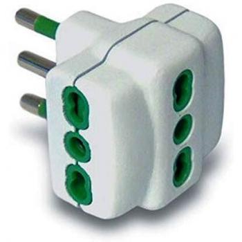 Adaptador Triple 16A 2P+T Blanco con 3 Tomas Bipasso