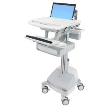 Carro Portátil para Laptop Ergotron StyleView SLA con 1 Cajón, Aluminio Gris y Blanco