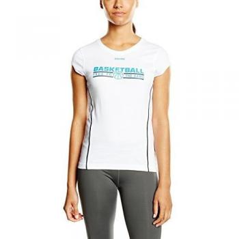 Spalding Team T-Shirt 4her Camiseta De Equipaciones Manga Corta, Mujer, Blanco/Azul Marino, L
