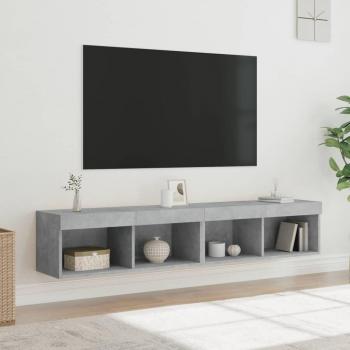 Mueble de TV con luces LED 2 unidades, color gris cemento, dimensiones 80x30x30 cm