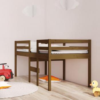 Cama alta Amber Loft Bed 90x200 cm en madera maciza de pino, color marrón miel