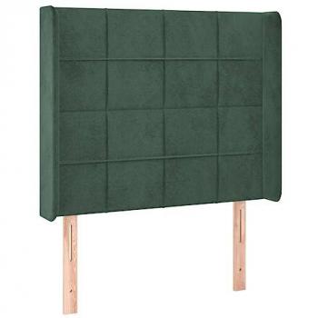 Cabecero de cama con LED de terciopelo verde oscuro 83x16x118/128 cm
