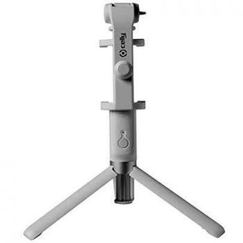 Celly Palo Selfie trípode con Control Remoto Bluetooth, Click propod Extensible con rotación 360 ° para Smartphones Universal, Blanco