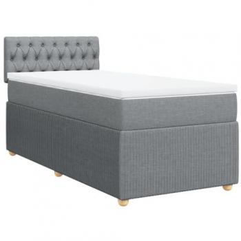 Cama box spring con colchón de muelles gris claro 100x200 cm
