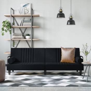Sofá cama terciopelo negro con reposabrazos
