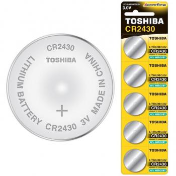 Pilas de botón de litio TOSHIBA CR2430 de 3V, paquete de 5 unidades