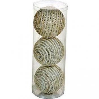 Vintage Selection Hogar 3 Bolas De Navidad Blanco Plat Blanco