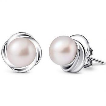 B.Catcher Pendientes Mujer Perlas Plata de Ley 925 ''El Lenguaje del Flor'' con Para Regalo San Valentín Originales