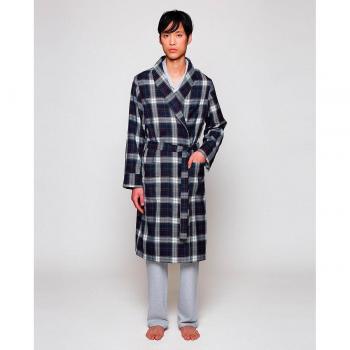 Bata de hombre cruzada de franela en cuadros Mirto