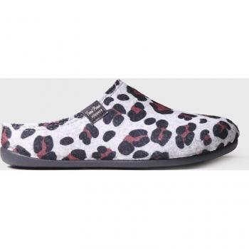 Zapatillas de casa cerradas de mujer Toni Pons en fieltro con estampado animal print Maui-Nm Gris