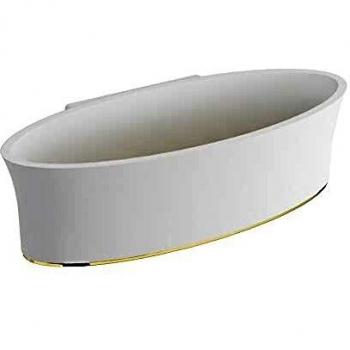 Pomdor - Jabonera de Ducha Blanco Mate- Oro Belle