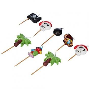 Set de 8 Velas de Cumpleaños Piratas Multicolores