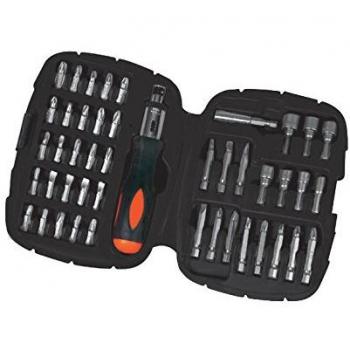BLACK+DECKER A7039 Kit de destornillador de cararca con 45 piezas y funda de transporte