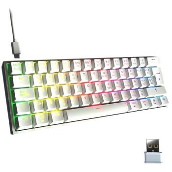 Teclado Gaming Inalámbrico Mecánico Newskill Pyros V2 60% Hotswap Blanco RGB