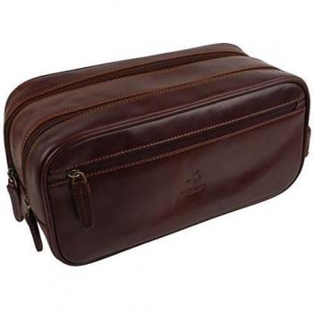 Hombre Elegante Top Calidad de cuero Neceser by Visconti; Monza Viaje verduras Marrón Negro marrón