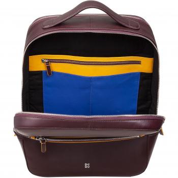 Mochila grande de piel para hombre Dudu con capacidad para PC de hasta 16'', doble cremallera y soporte para carro