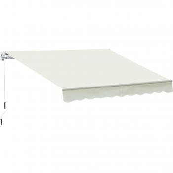 Outsunny Toldo Manual con Brazo Articulado de Aluminio y Tela de Poliéster 280g/m2 para Patio, Balcón, Terraza y Jardín, Dimensiones 395x245