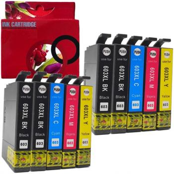 Pack de 10 tintas genérico Epson 603XL - Negro, Cyan, Magenta y Amarillo