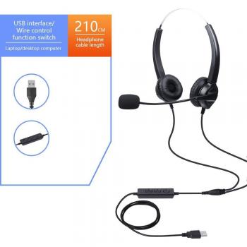 Auriculares Bluetooth IAKEMIC con micrófono, cableados, cancelación de ruido para ordenador y teléfono