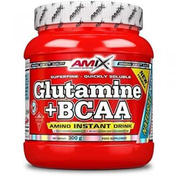AMIX - Bcaa Glutamina - 300 Gramos - Complemento Alimenticio de Glutamina en Polvo - Reduce el Catabolismo Muscular - Óptimo para Deportistas - Sabor Natural - Aminoácidos Ramificados