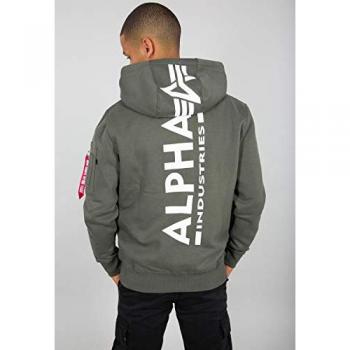 Alpha Industries Olive Men's Hoodie with Back Print, Size S