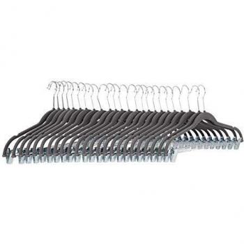 Amazon Basics - Perchas de terciopelo para faldas con clips, color gris oscuro, 24 unidades