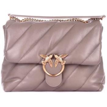 PINKO Shoulder Bag Grey - Size: OS - Female, Beige Cross Body Bag with Front Logo - Size: ONE SIZE - Female
