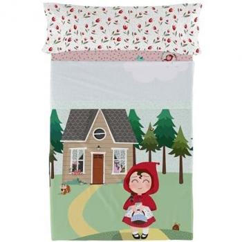 Juego de Sábanas Multicolor Mr Fox Cama 80/90, 2 Piezas, 100% Algodón, Calidad 150