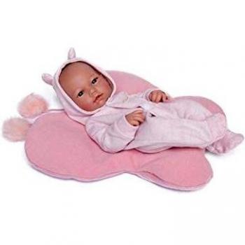 Muñecas Guca- MUÑECA Recien Nacido INMA Pijama Rosa con COJIN Mariposa A Juego. 36CM, Multicolor