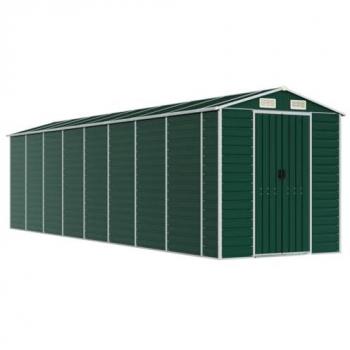 Green Garden Shed 191x725x198 cm Galvanized Steel