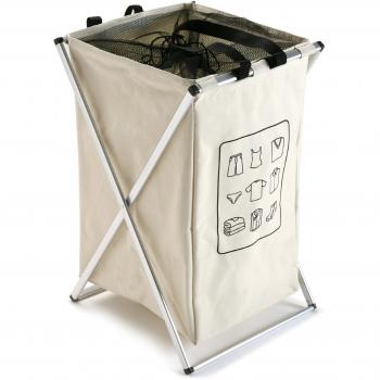 Versa 19120033 Cesta Ropa Plegable Beige, 56x38x35cm, Poliéster y metal, Cesto