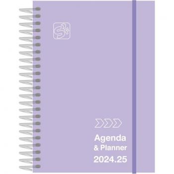 Agenda Escolar 2024-2025 Senfort Student Unicolor Espiral Tapa PP D/P 120x170 con Goma Pastel Lila