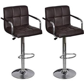 vidaXL 2 x Taburete de Bar con reposabrazo Marrón