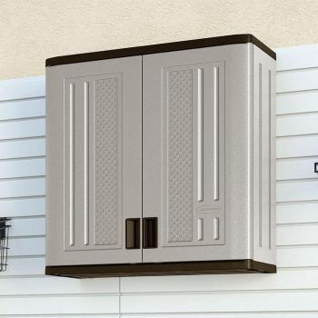 Suncast Wall Utility/Garage Cabinet Grey - Plastic Storage Cupboard
