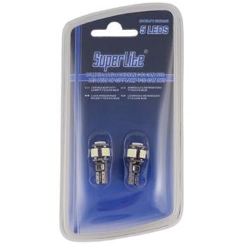 1 Set de 2 bombillas de posición coche de 5 LEDS sin casquillo CAN BUS T10 SMD Luz blanca. SUPERLITE