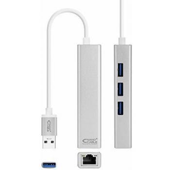 NANOCABLE 10.03.0403 - Ethernet Adaptador de Red USB 3.0 + HUB 3xUSB 3.0