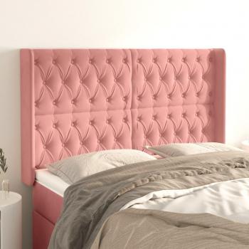 Cabecero con Orejas de Terciopelo Rosa 163x16x118/128 cm