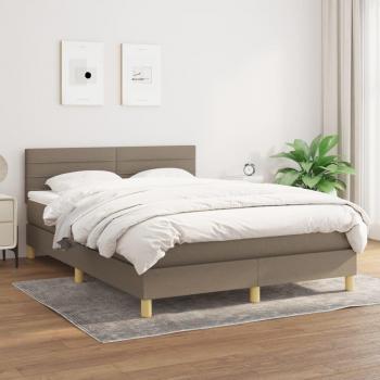 Cama box spring de muelles con colchón Tortora 140x190 cm en tela gris taupe
