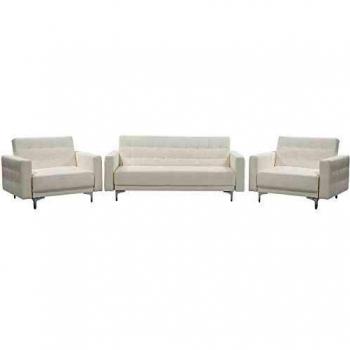 Conjunto de sofás 5 plazas en piel sintética blanco Aberdeen