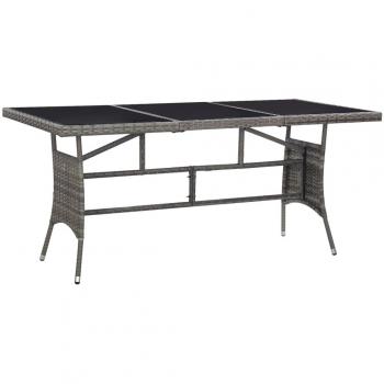 Mesa de jardín ratán sintético gris 170x80x74 cm