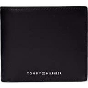 Tommy Hilfiger Sleek Black Leather Wallet with Contrasting Detail, Men's Wallet, 2 Compartments, ONE SIZE