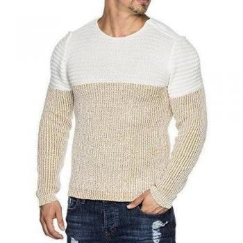 Tazzio para hombre cuello redondo Jersey de punto jersey Slim Fit vestido corto 16474 beige crudo M