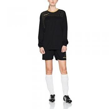 uhlsport Match Team Kit para Niño Y Adulto Shorts/Jersey Y Pantalón/Camiseta De Fútbol/Manga Larga Mujer, Unisex niños, Negro/Dorado, S
