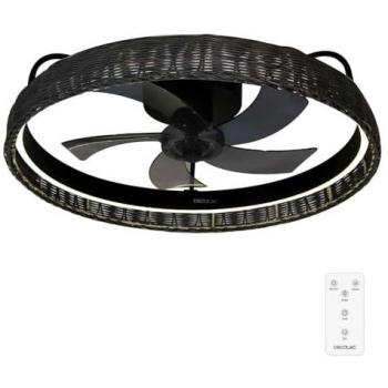 Cecotec Energysilence Lampaero 600 Black Design Ventilador de Techo con Luz LED 20W Negro - Ventilador de techo, Motor DC de 20W, Luz LED, 5 aspas de