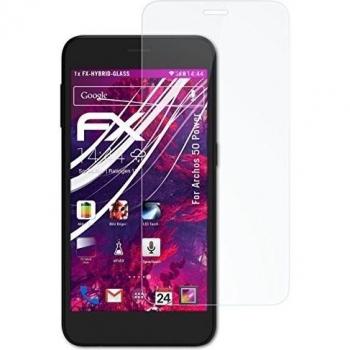 atFoliX Lámina Protectora de plástico Cristal Compatible con Archos 50 Power Película Vidrio, 9H Hybrid-Glass FX Protector Pantalla Vidrio Templado de plástico