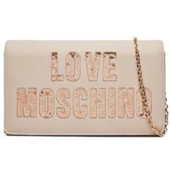 Love Moschino Beige Sparkling Crossbody Bag with Chain Closure
