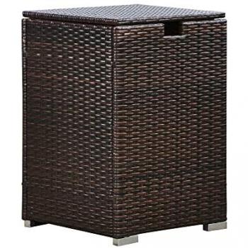 Teamson Home Propane Tank Cover, Brown, 59.7cm H x 40.6cm W x 40.6cm D, Rattan Storage for Up to 9kg Gas Bottle, Outdoor Garden Furniture and Fire Pit Access