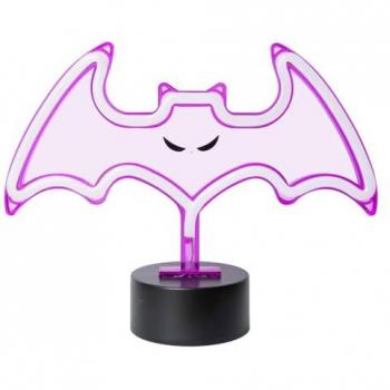 Letrero Neón de Halloween LOLAhome 13 x 28 cm Murciélago, lámpara de decoración, funcionamiento a pilas o alimentación USB, ideal para fiestas y celebraciones
