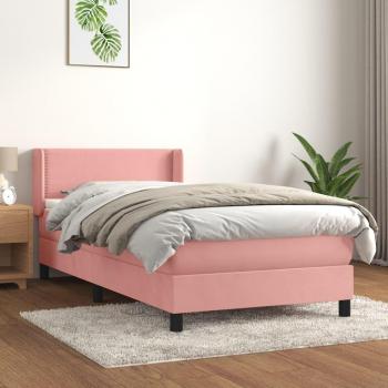 Cama box spring con colchón terciopelo rosa 90x200 cm vidaXL