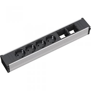 Bachmann 912.007 CONI Duo pequeñas Unidades de Toma de Corriente, 4X enchufes con Puesta a Tierra, Negro, Plata